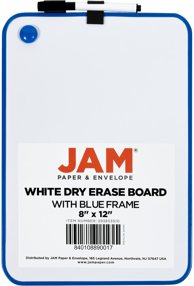 White with Blue Frame Dry Erase Board
