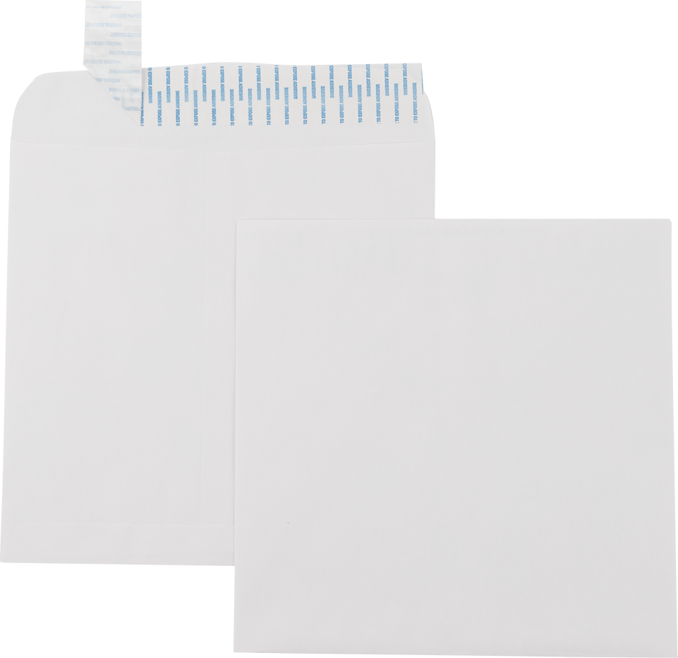 White 28lb 11 1/2 x 11 1/2 Square Envelopes with Peel & Seal