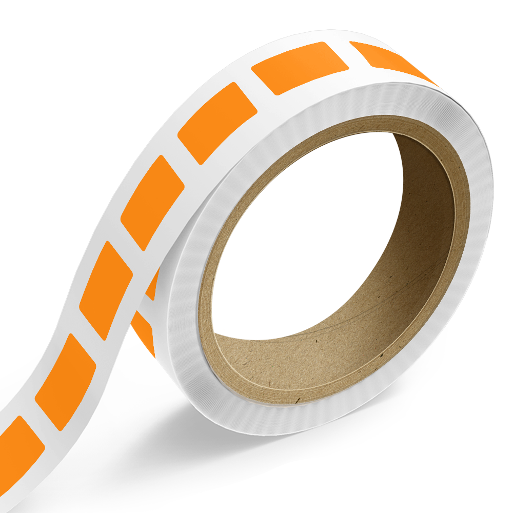 Neon Orange 1 1/2 x 2 3/4 Inch Roll of Rectangle Labels - Bright Adhesive