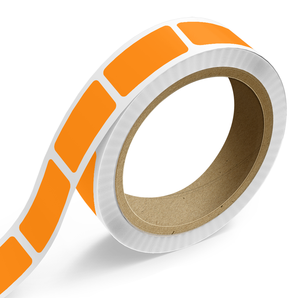 Neon Orange 1 1/2 x 2 Inch Roll of Rectangle Labels - Bright Adhesive