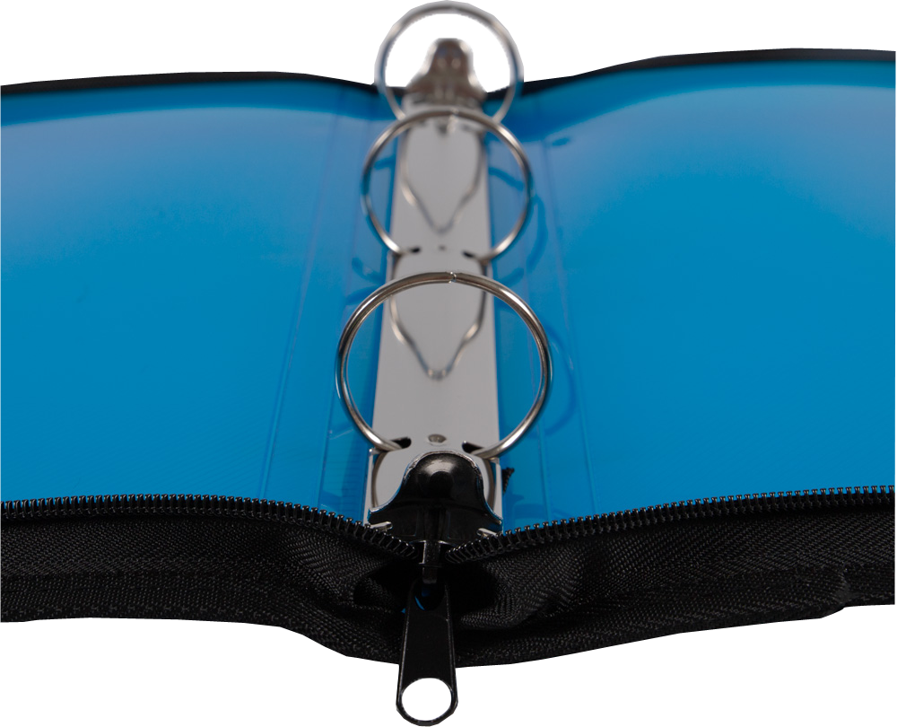 Blue Plastic 1 1/2 Inch 3-Ring Binder with Zipper
