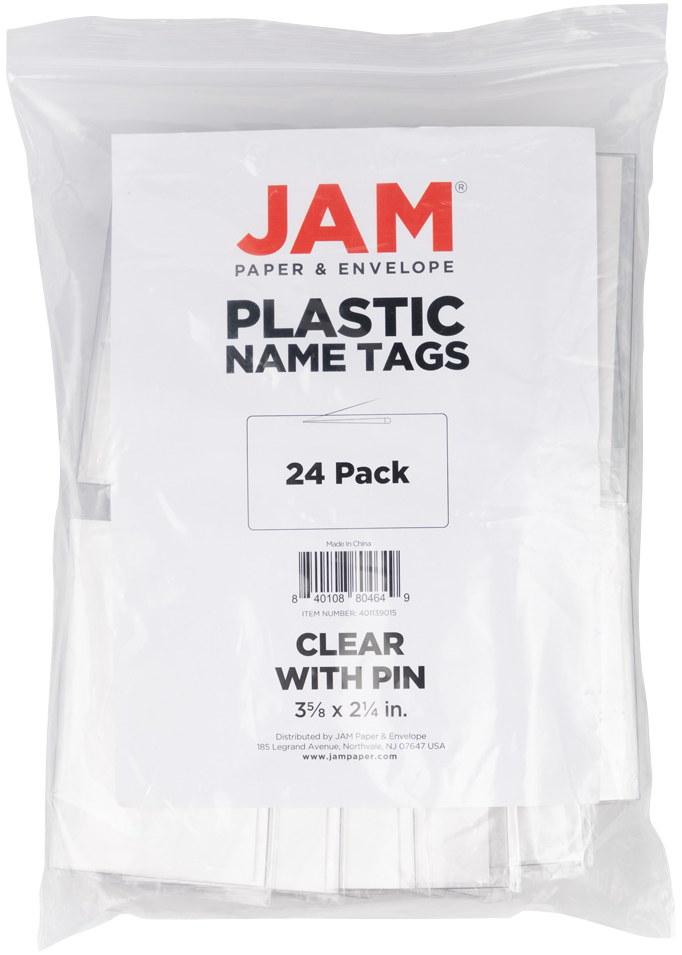 Clear with Pin 3 5/8 x 2 1/4 Classroom Name Tags