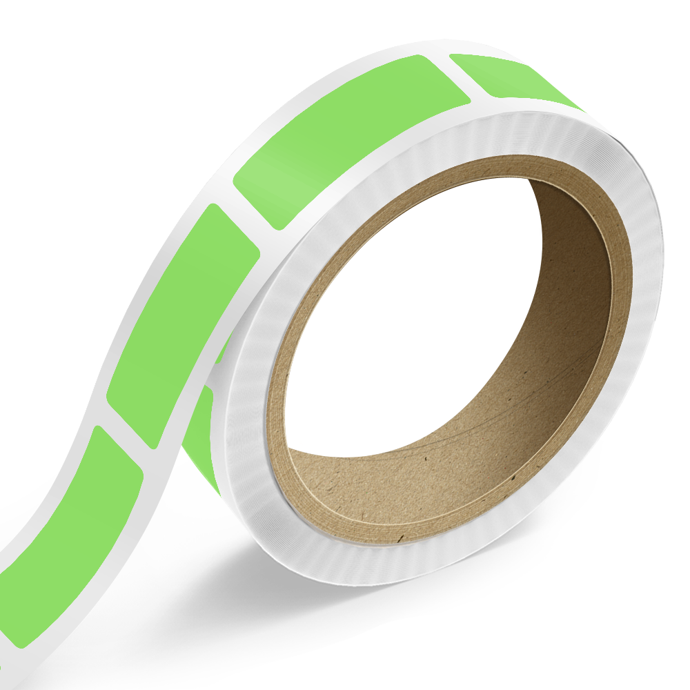 Neon Green 1 1/4 x 3 1/2 Inch Roll of Rectangle Labels - Bright Adhesive