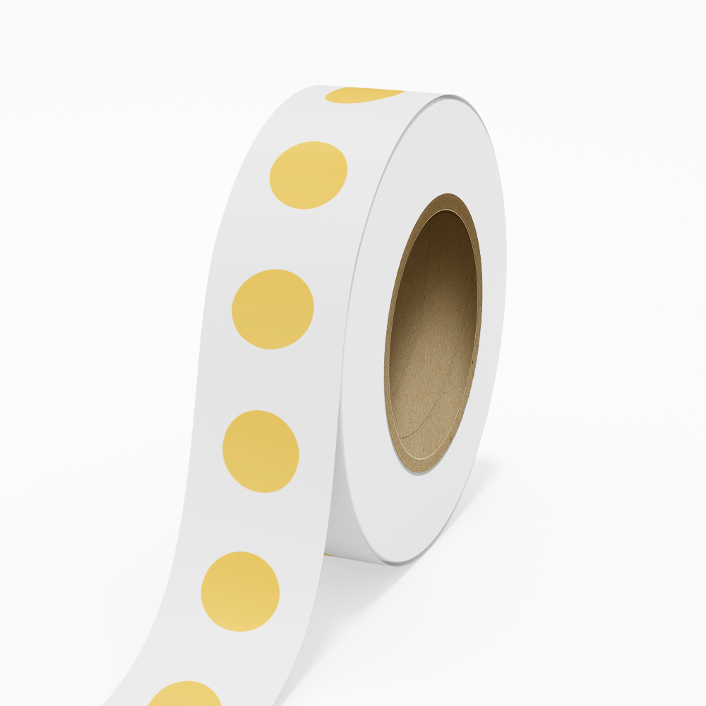 Gold Foil 1 1/4 Inch Roll of Circular Round Labels - Durable with Metallic Finish