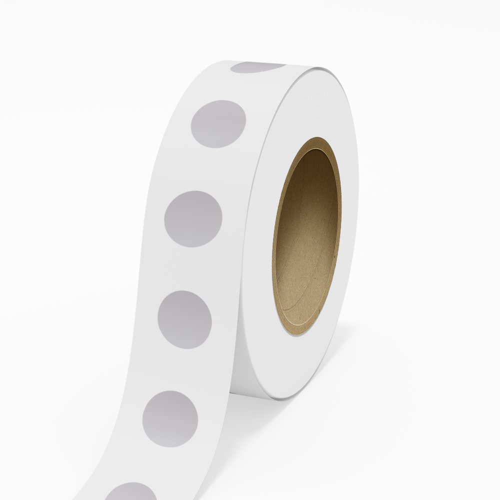 Silver Foil 1 1/4 Inch Roll of Circular Round Labels - Durable Metallic