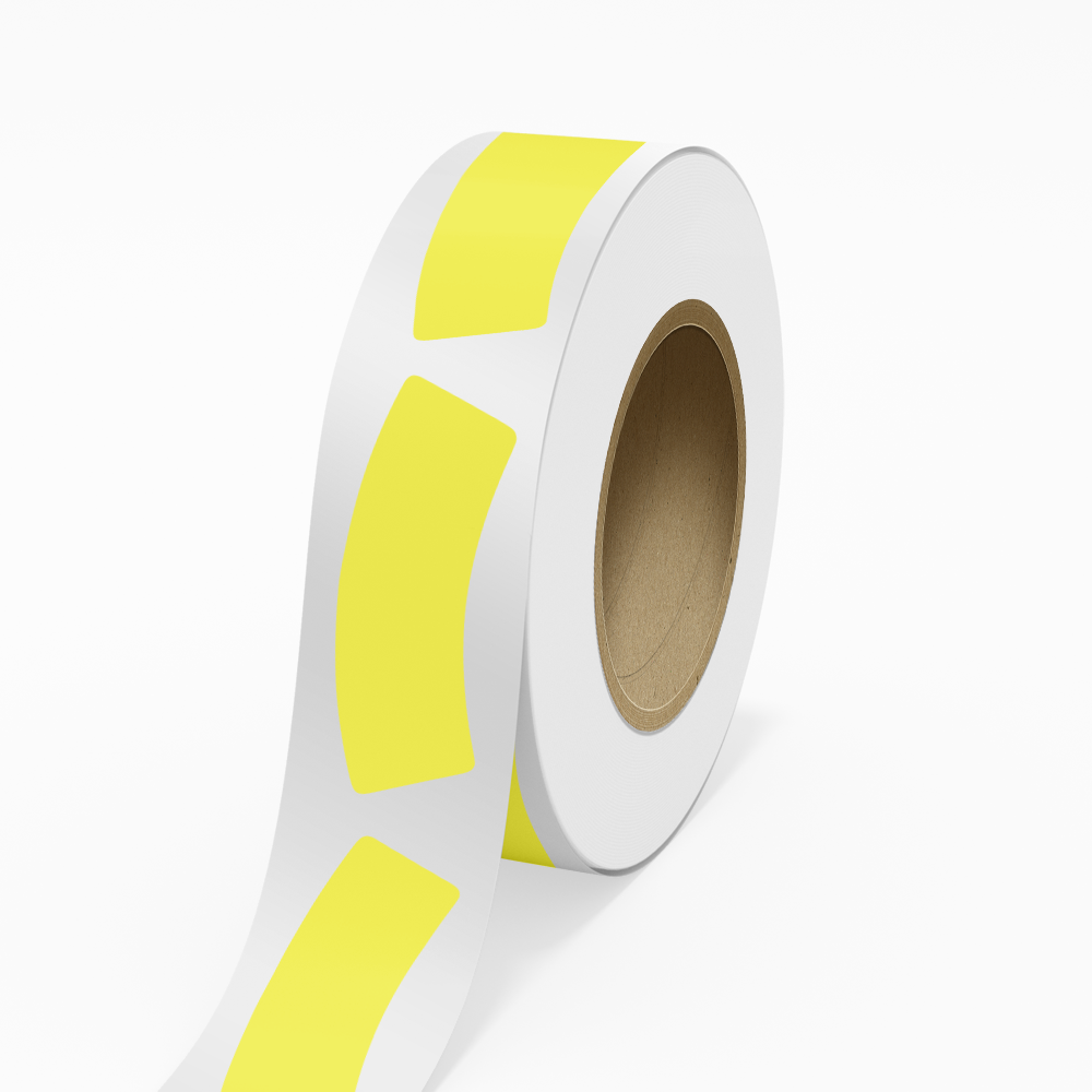 Neon Yellow 1 3/16 x 3 1/4 Inch Roll of Bottle Neck Shaped Labels - Promotion Beverage Bright Adhesive