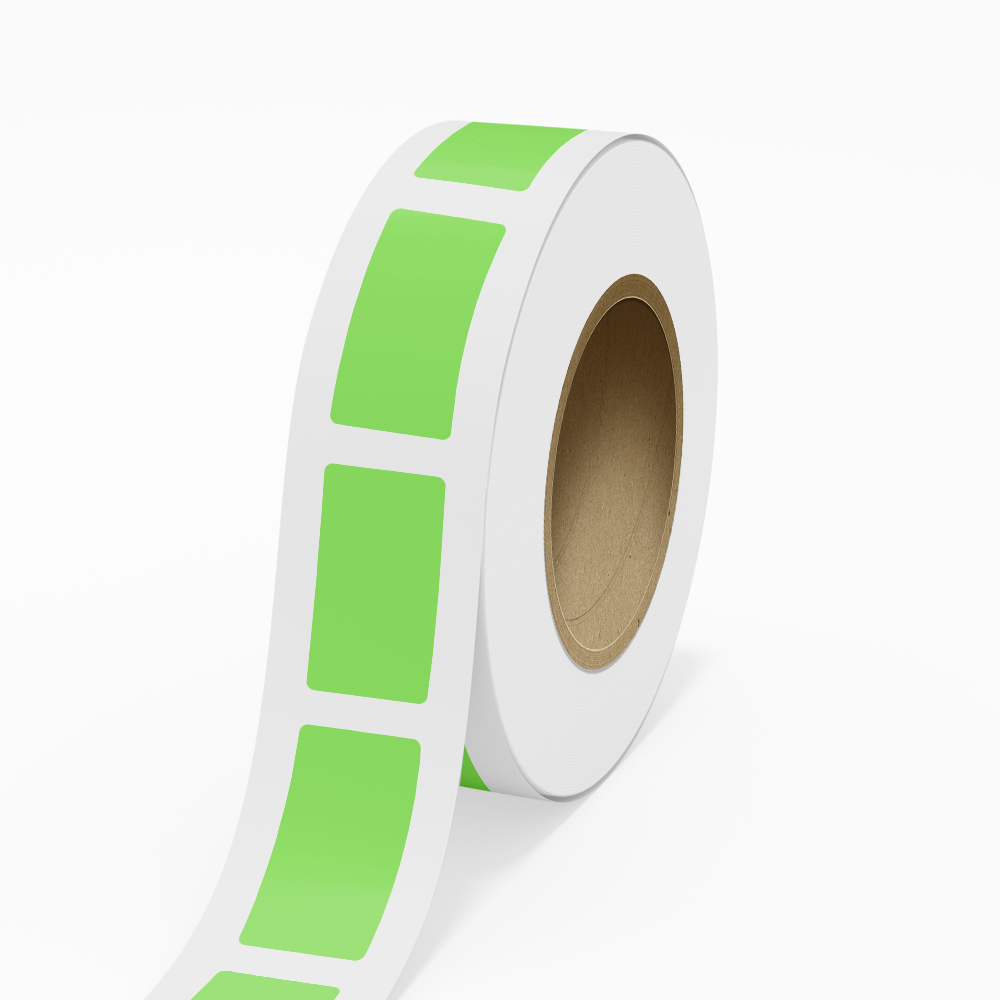 Neon Green 1 3/4 x 3 1/4 Inch Roll of Rectangle Labels - Bright Adhesive