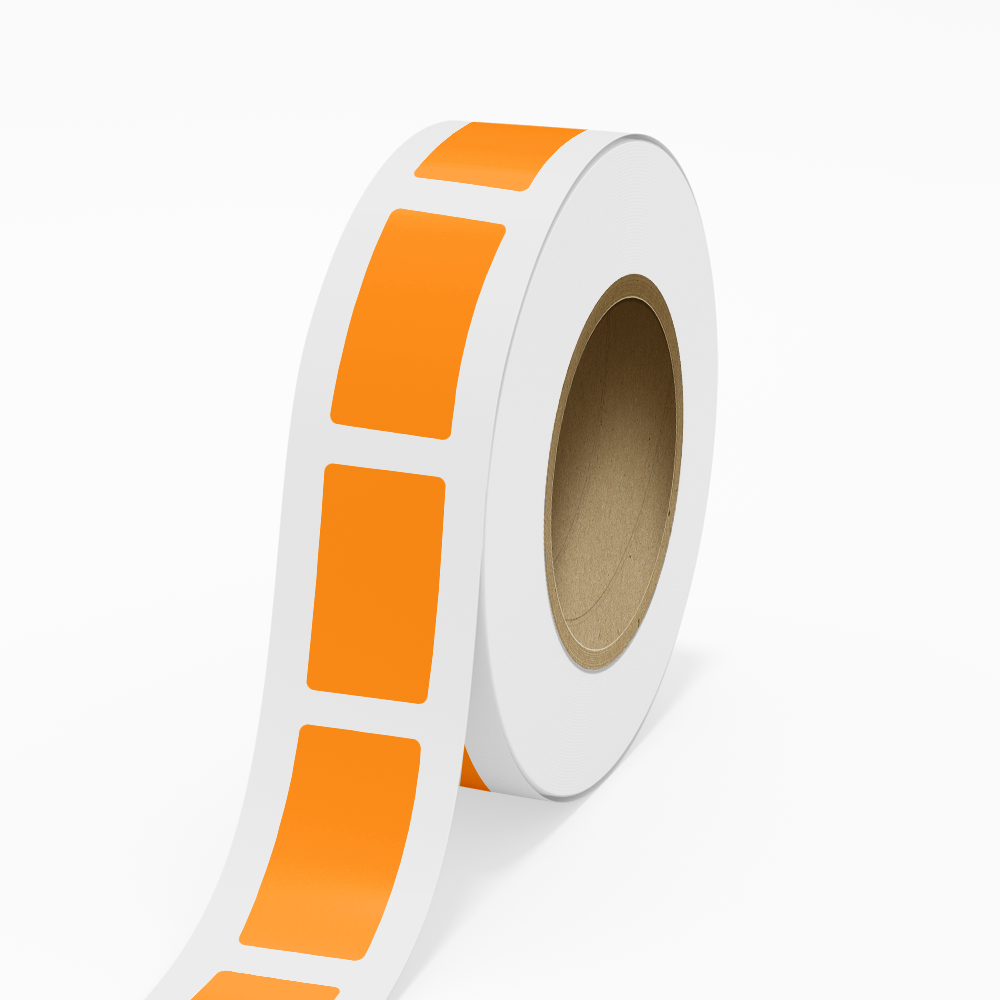 Neon Orange 1 3/4 x 3 1/4 Inch Roll of Rectangle Labels - Bright Adhesive