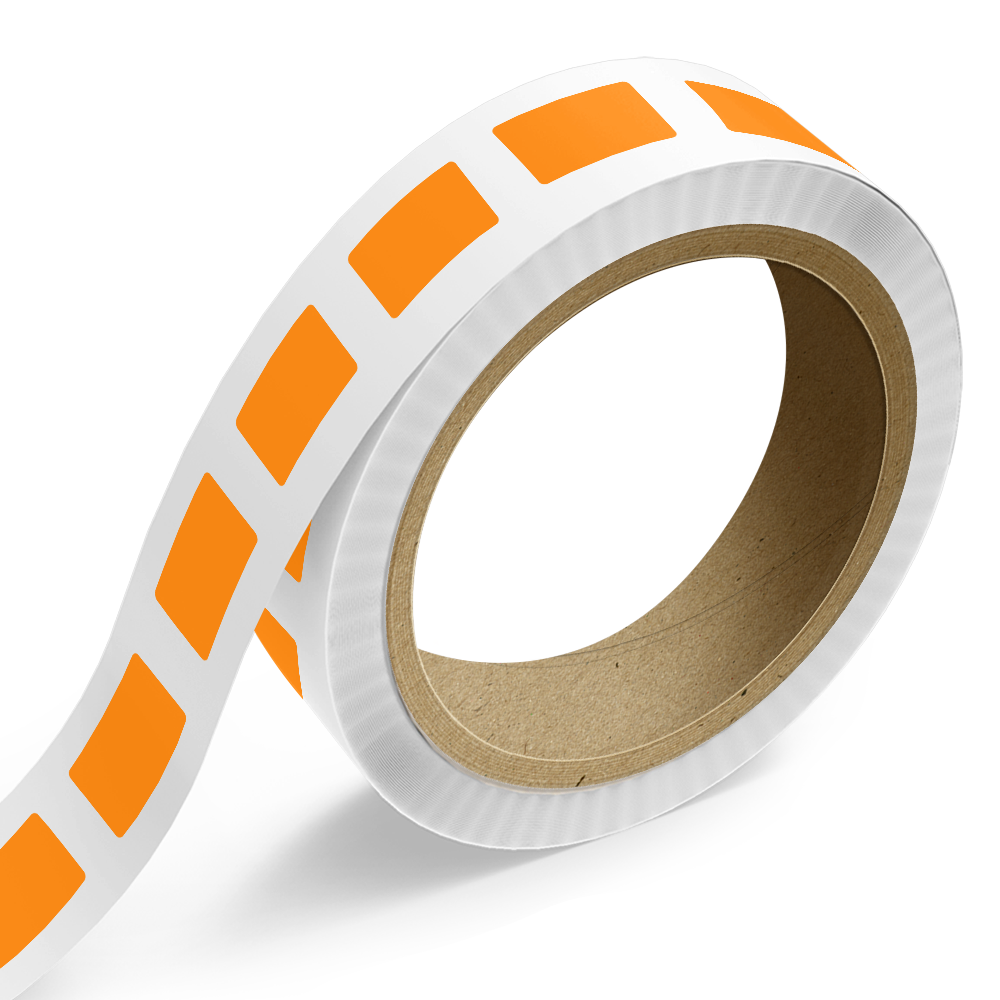 Neon Orange 1 3/4 x 3 Inch Roll of Rectangle Labels - Bright Adhesive