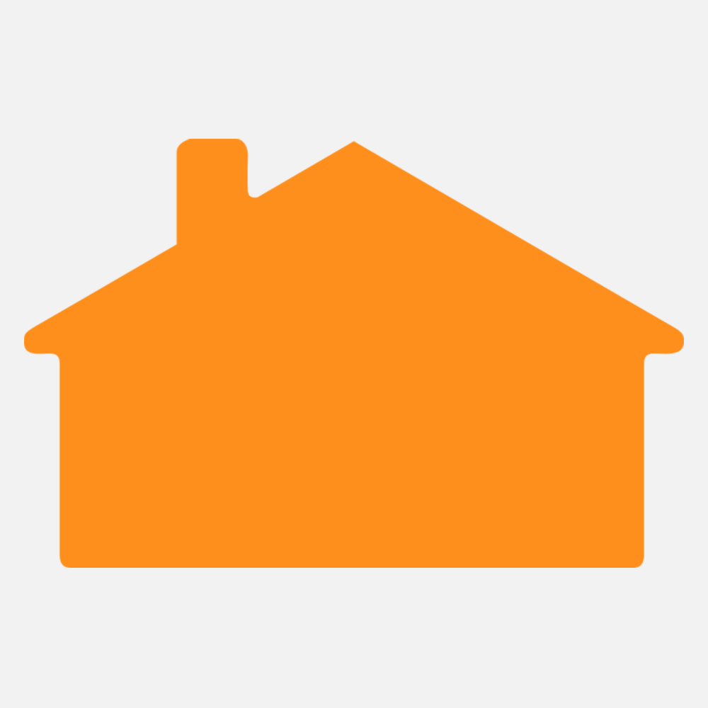 Neon Orange 1 7/8 x 2 7/8 Inch Roll of House Shaped Labels - Real Estate Bright Adhesive