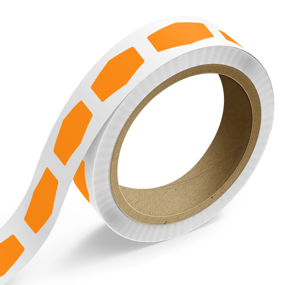 Neon Orange 1 7/8 x 3 15/32 Inch Roll of Marquis Shaped Labels - Bottle Favors Bright Adhesive