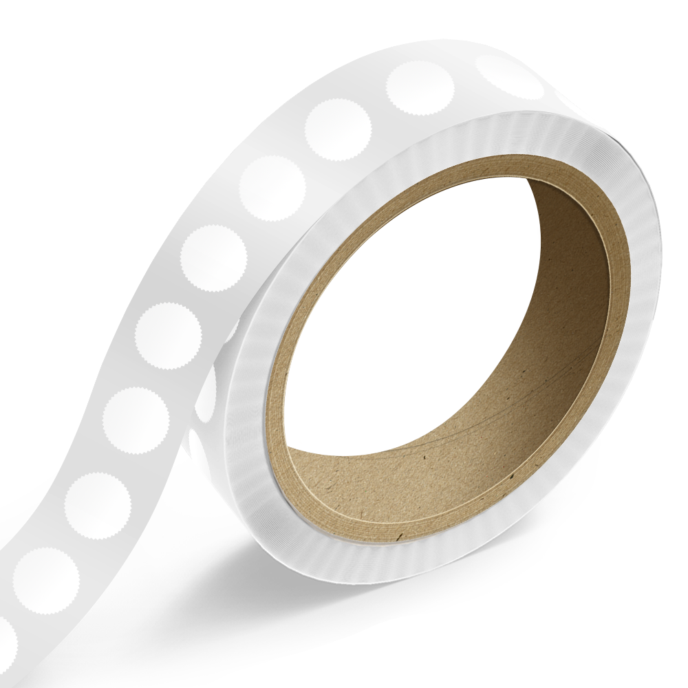 White Glossy 1 7/8 Inch Roll of Burst Shaped Labels - Sales Certificate