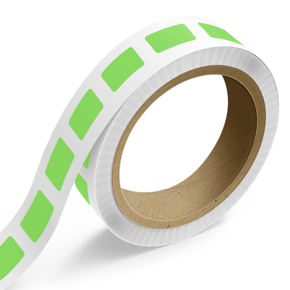 Neon Green 1 x 1 3/4 Inch Roll of Rectangle Labels - Bright Adhesive