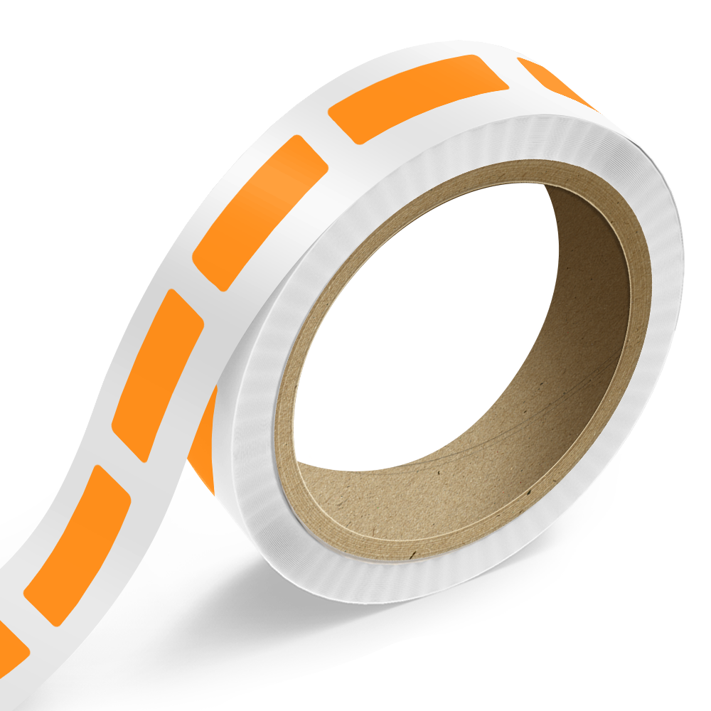 Neon Orange 1 x 3 1/4 Inch Roll of Rectangle Labels - Bright Adhesive