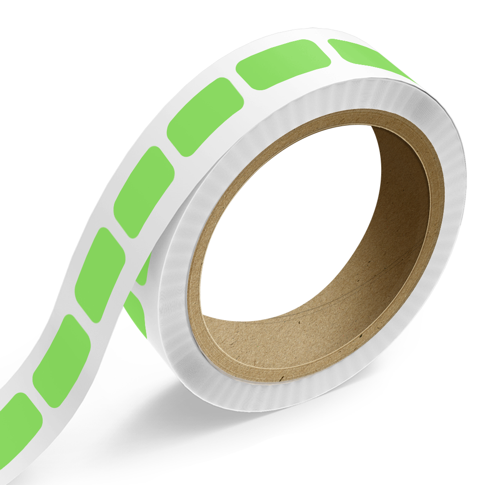 Neon Green 1/2 x 1 Inch Roll of Rectangle Labels - Bright Adhesive