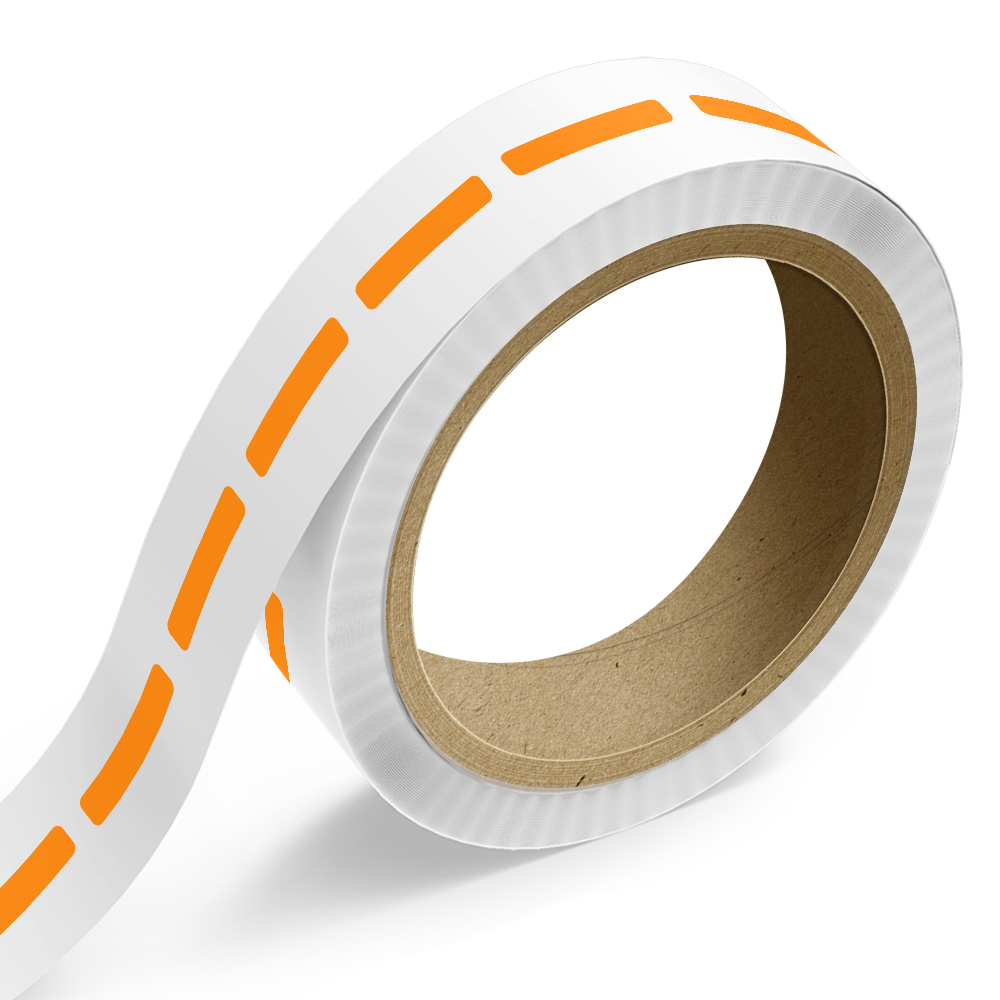 Neon Orange 1/2 x 2 1/2 Inch Roll of Rectangle Labels - Bright Adhesive