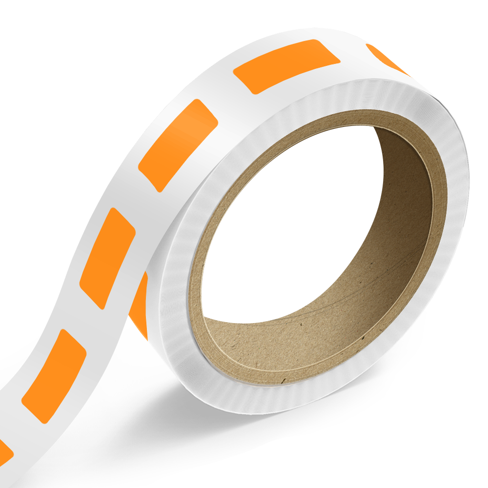 Neon Orange 15/16 x 2 1/2 Inch Roll of Rectangle Labels - Bright Adhesive