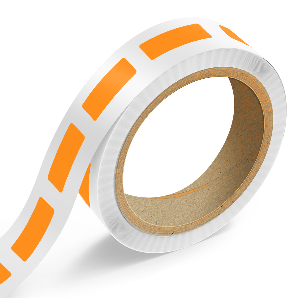 Neon Orange 15/16 x 3 Inch Roll of Rectangle Labels - Bright Adhesive