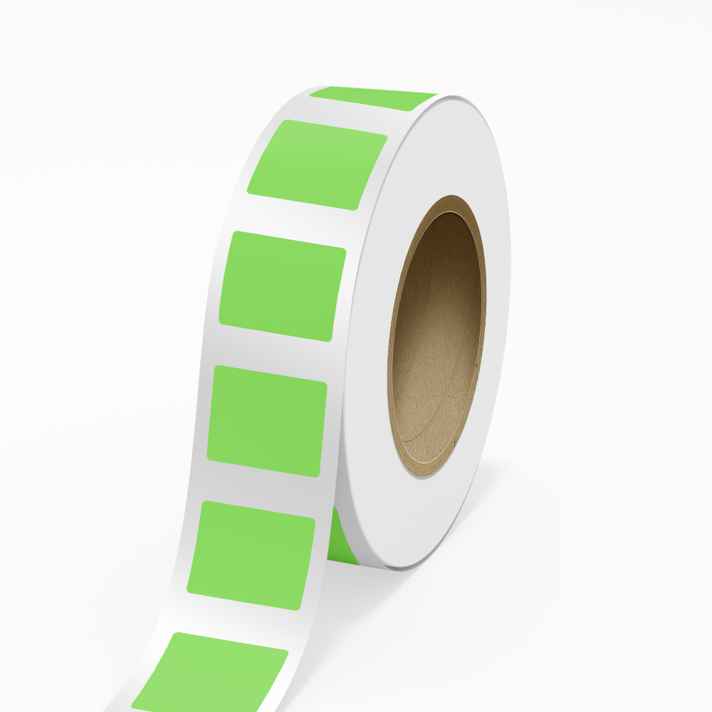 Neon Green 2 1/2 x 3 Inch Roll of Rectangle Labels - Bright Adhesive