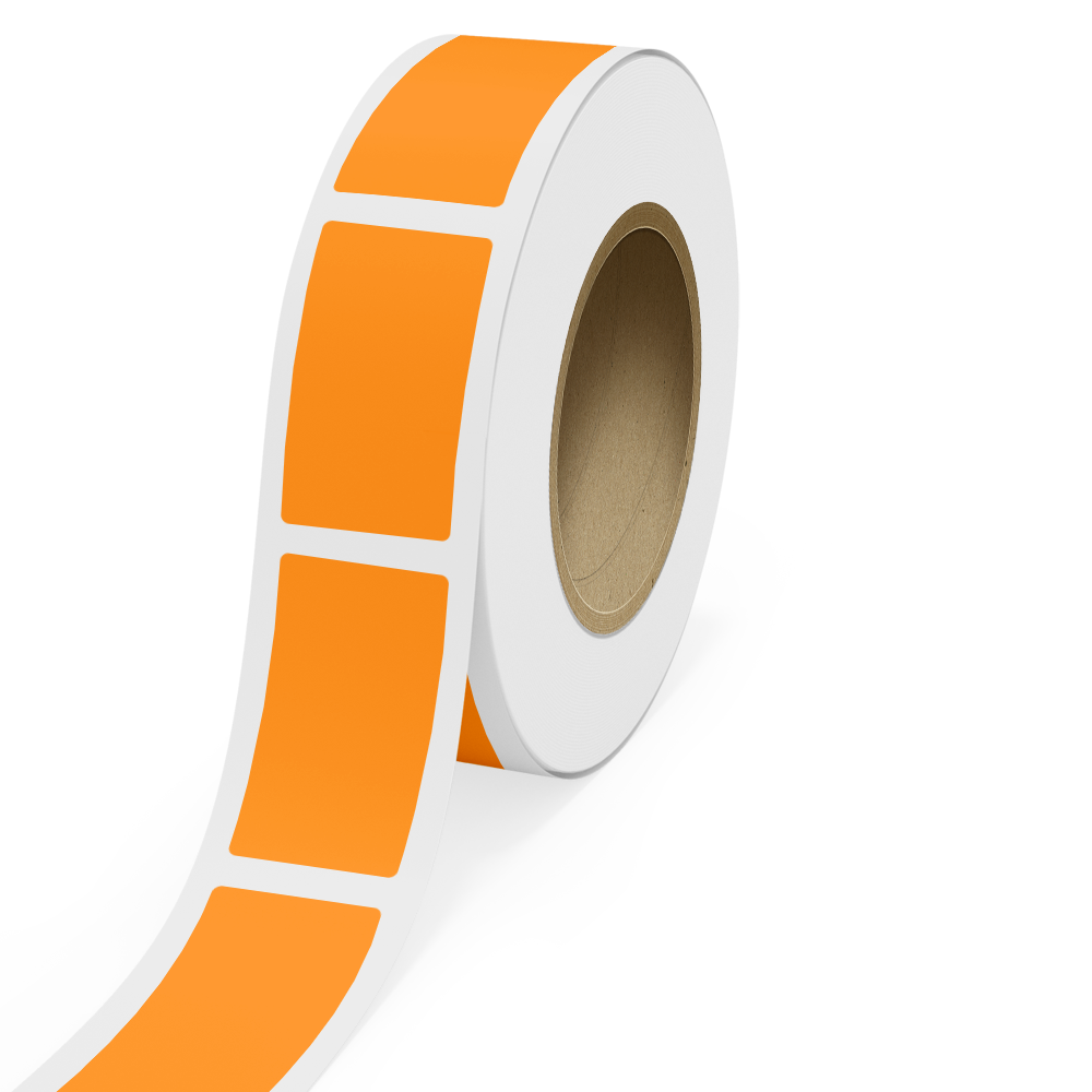 Neon Orange 2 1/2 x 4 1/2 Inch Roll of Rectangle Labels - Bright Adhesive