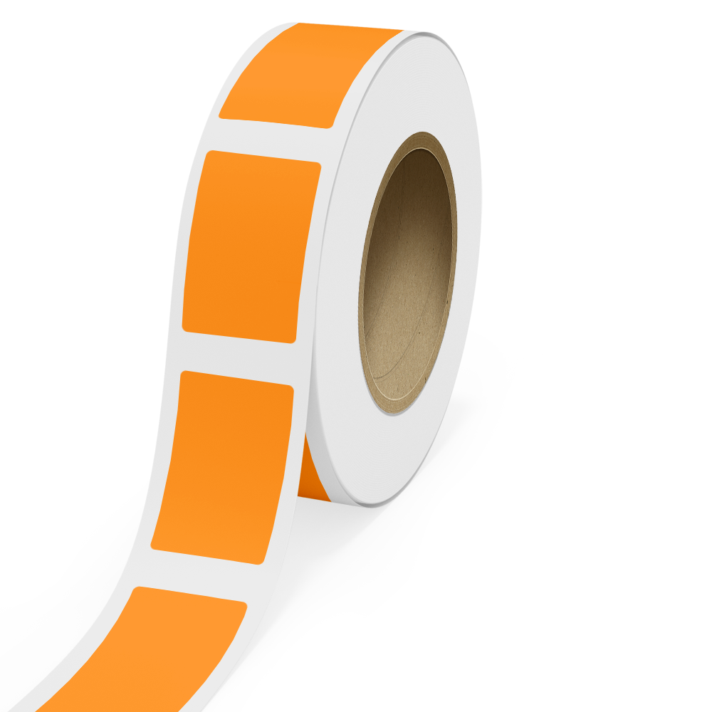 Neon Orange 2 1/2 x 4 Inch Roll of Rectangle Labels - Bright Adhesive