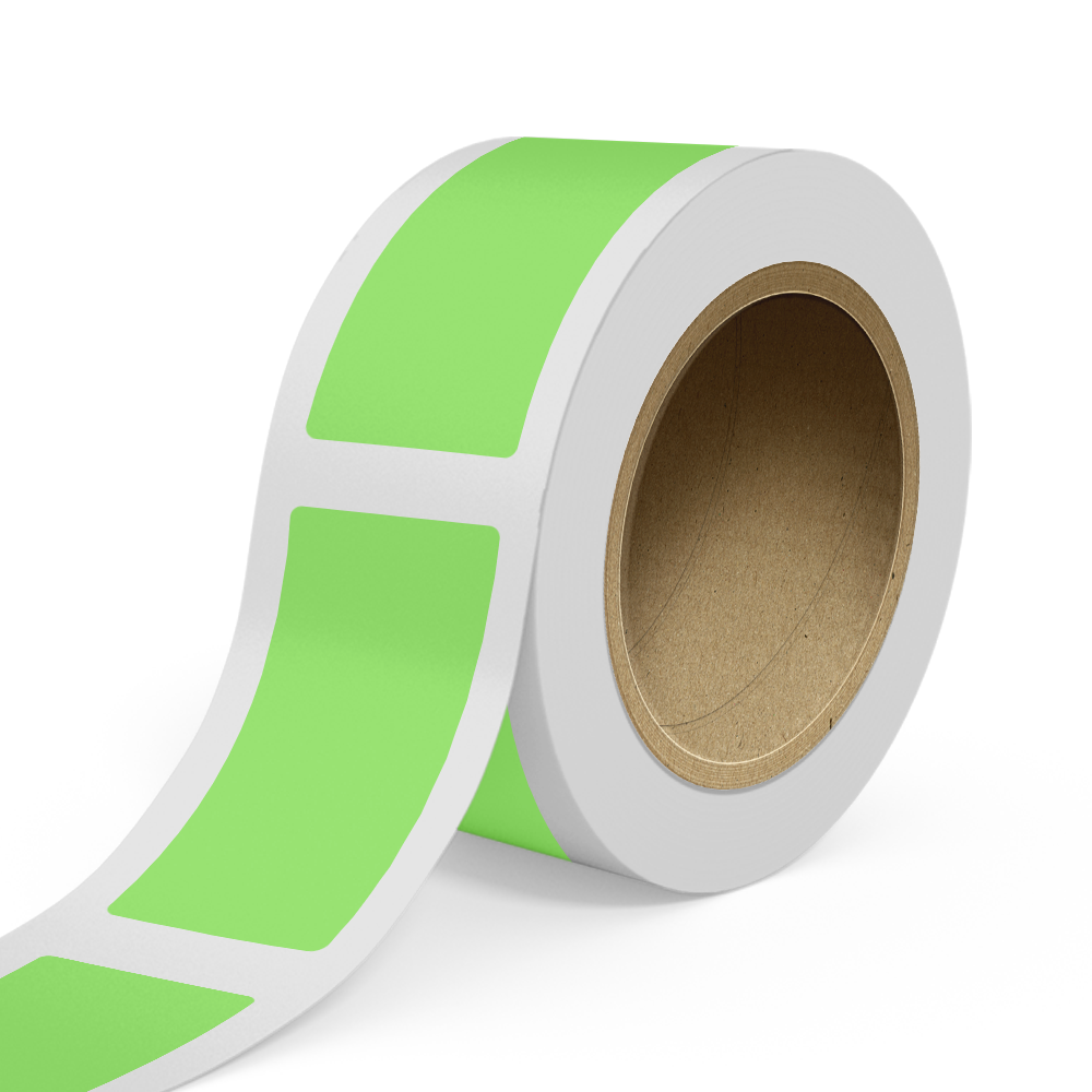 Neon Green 2 1/2 x 5 Inch Roll of Rectangle Labels - Bright Adhesive