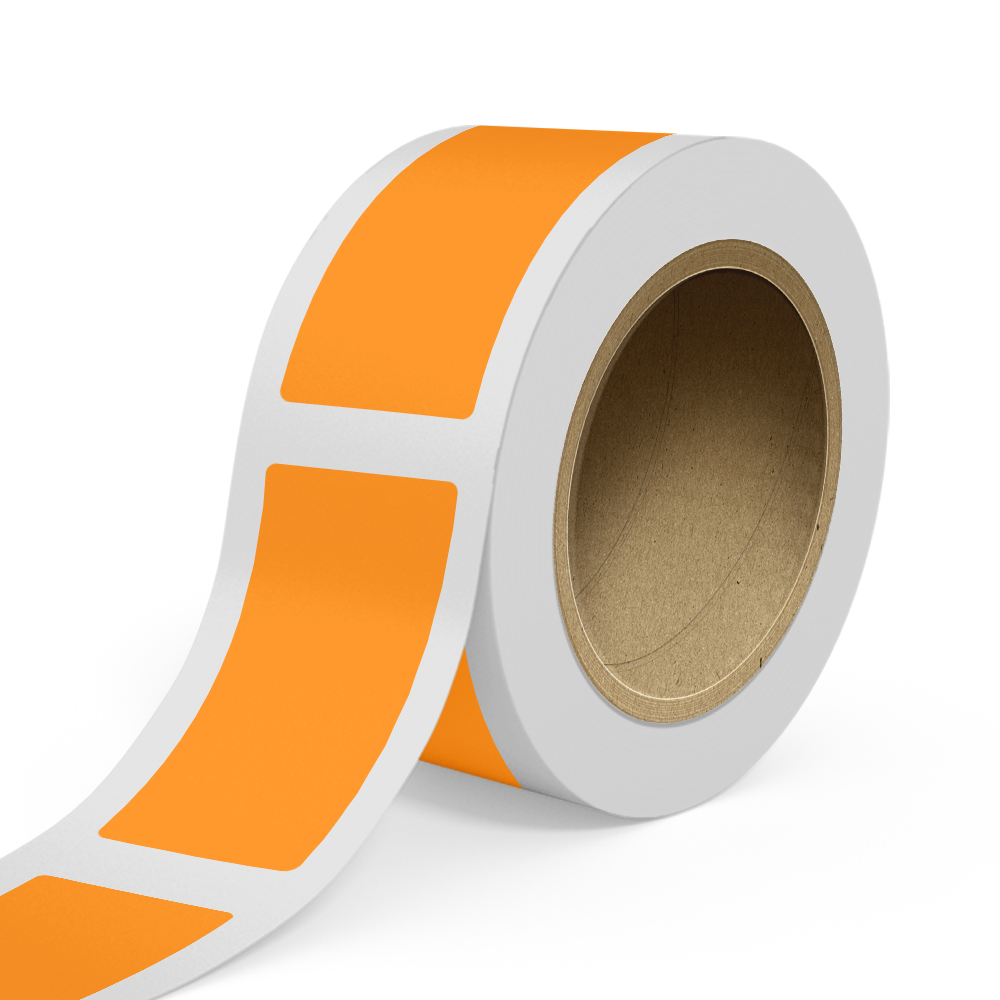 Neon Orange 2 1/2 x 5 Inch Roll of Rectangle Labels - Bright Adhesive