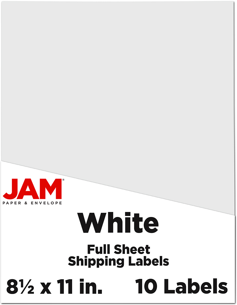 White 8 1/2 x 11 Full Sheet Shipping Labels