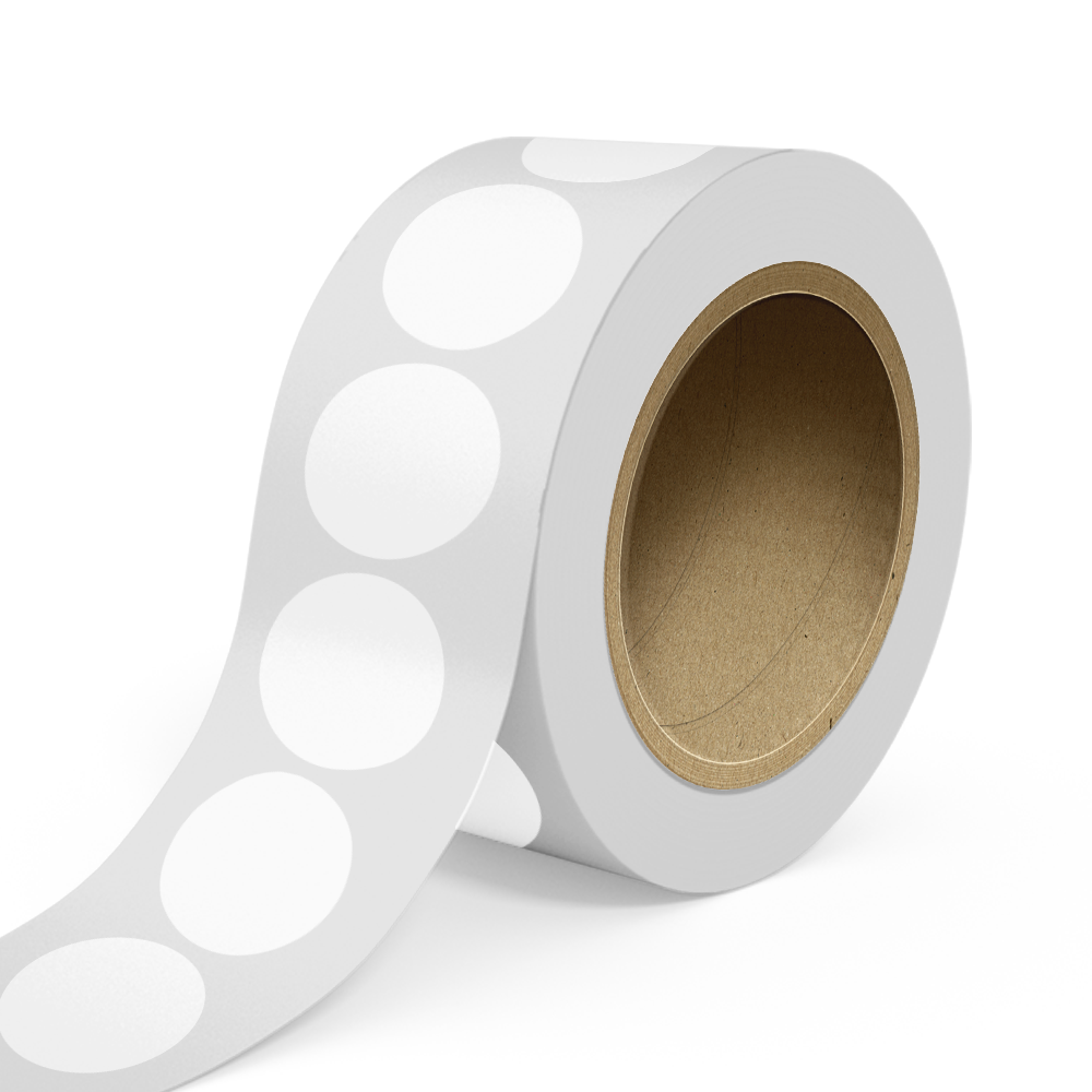 Clear 2 1/2 Inch Roll of Circular Round Labels - Tear Resistant with High Gloss Film Layer
