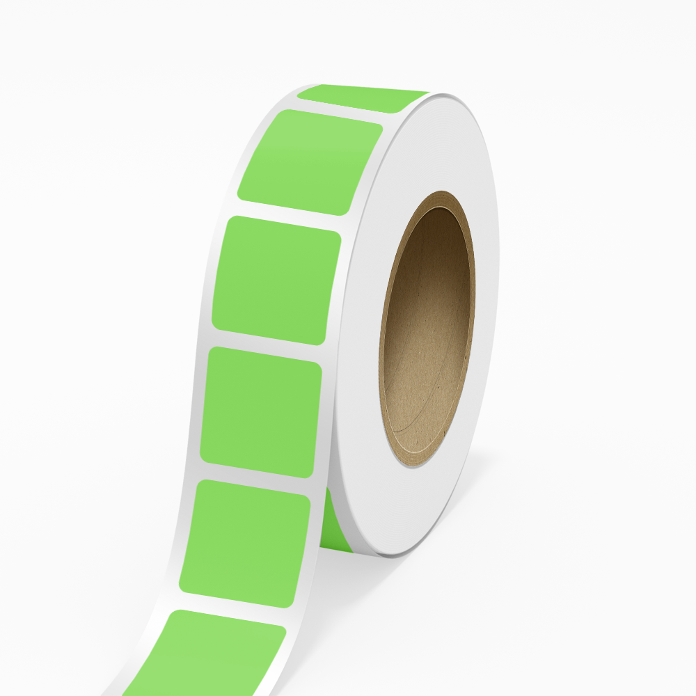 Neon Green 2 3/4 x 2 3/4 Inch Roll of Square Labels - Bright Adhesive