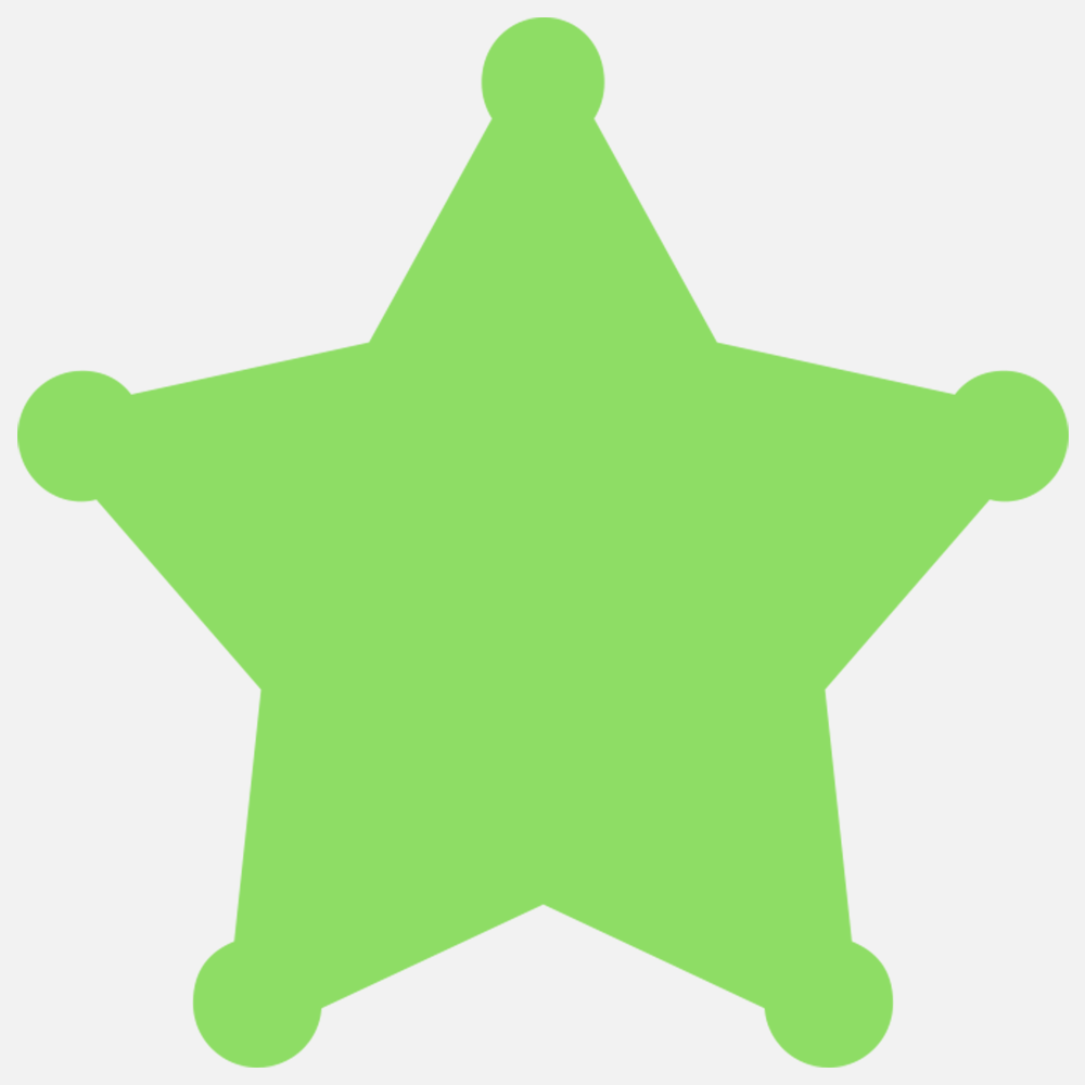 Neon Green 2 3/4 x 2 3/4 Inch Roll of Sheriff Star Shaped Labels - Toy Packaging Bright Adhesive