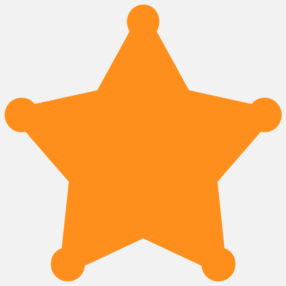 Neon Orange 2 3/4 x 2 3/4 Inch Roll of Sheriff Star Shaped Labels - Toy Packaging Bright Adhesive