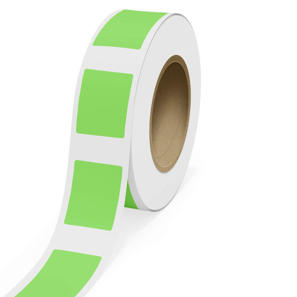 Neon Green 2 3/4 x 3 3/4 Inch Roll of Rectangle Labels - Bright Adhesive
