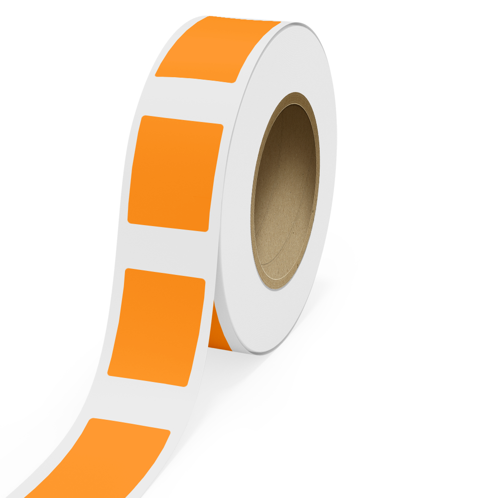 Neon Orange 2 3/4 x 3 3/4 Inch Roll of Rectangle Labels - Bright Adhesive