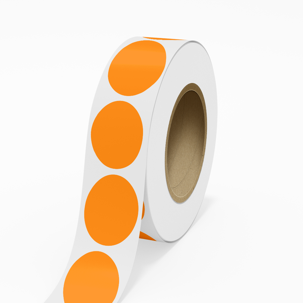 Neon Orange 2 7/8 x 3 3/4 Inch Roll of Oval Labels - Bright Adhesive