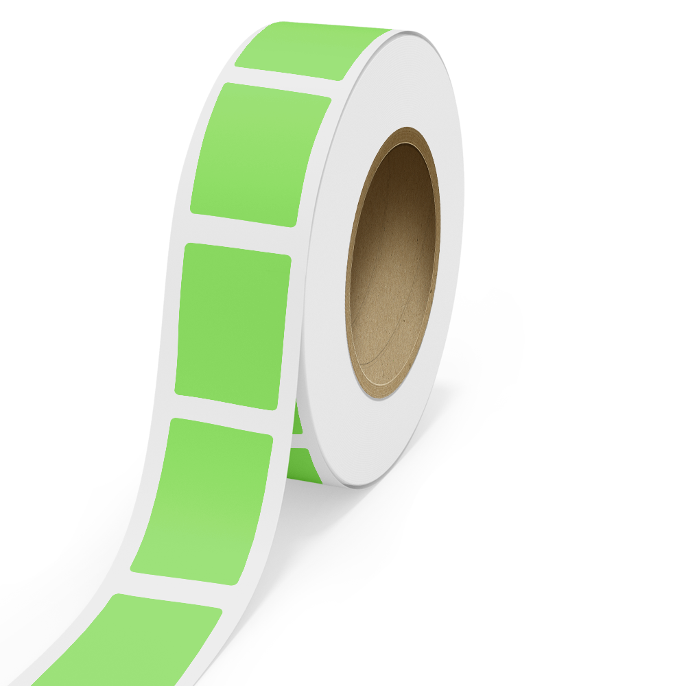 Neon Green 2 7/8 x 4 Inch Roll of Rectangle Labels - Bright Adhesive
