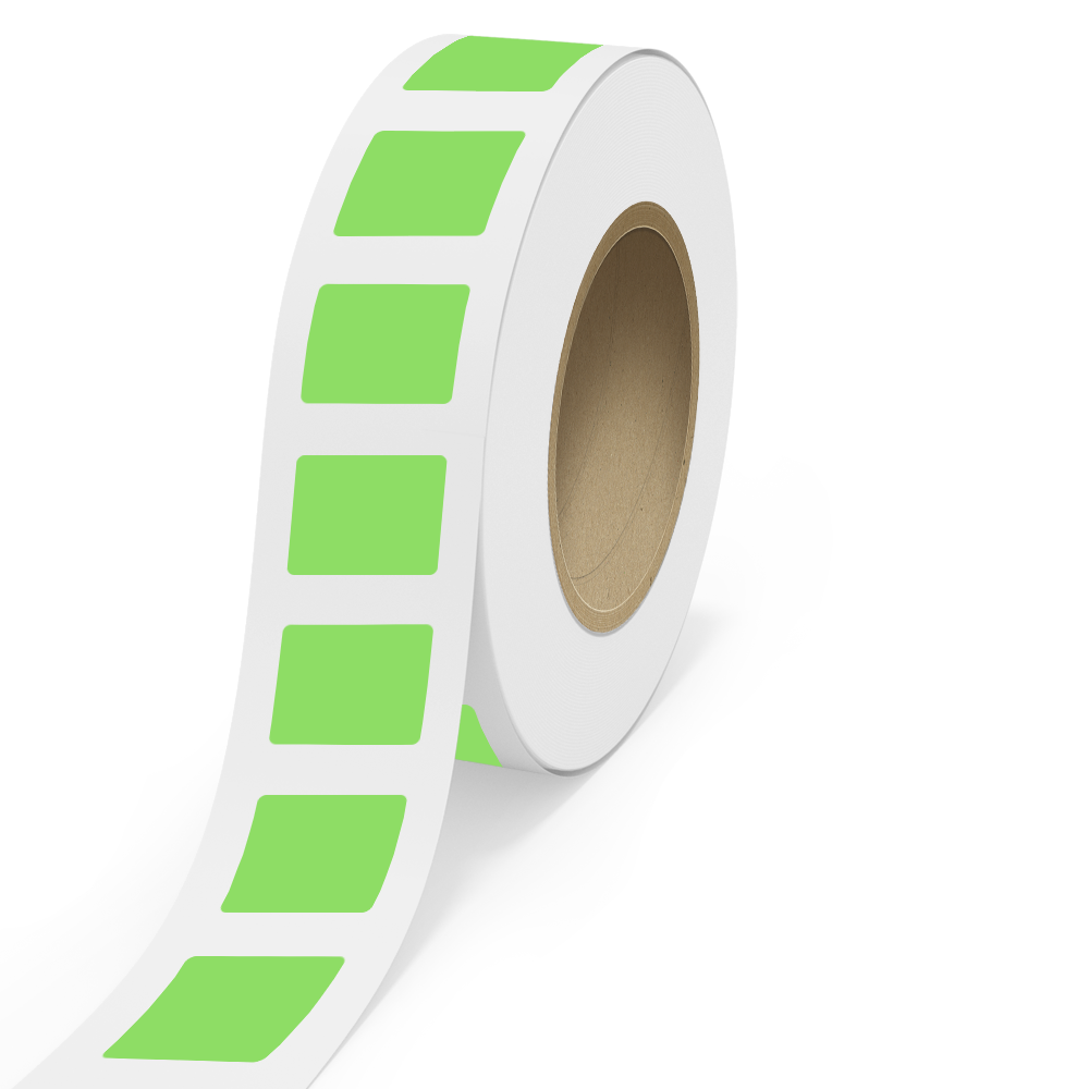 Neon Green 2 x 2 1/2 Inch Roll of Rectangle Labels - Bright Adhesive