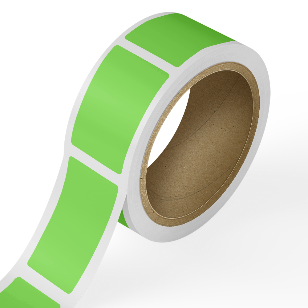 Neon Green 2 x 3 1/2 Inch Roll of Rectangle Labels - Bright Adhesive