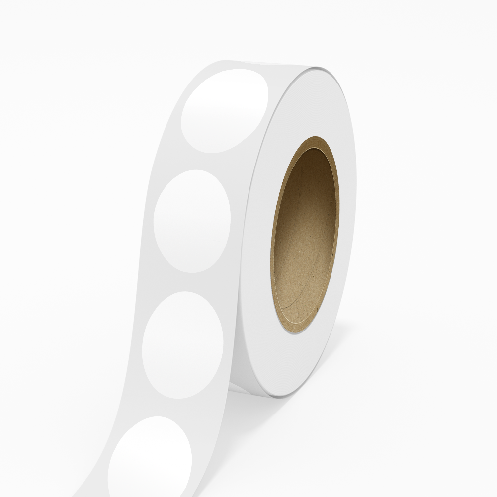 White Glossy 2 x 3 Inch Roll of Oval Labels