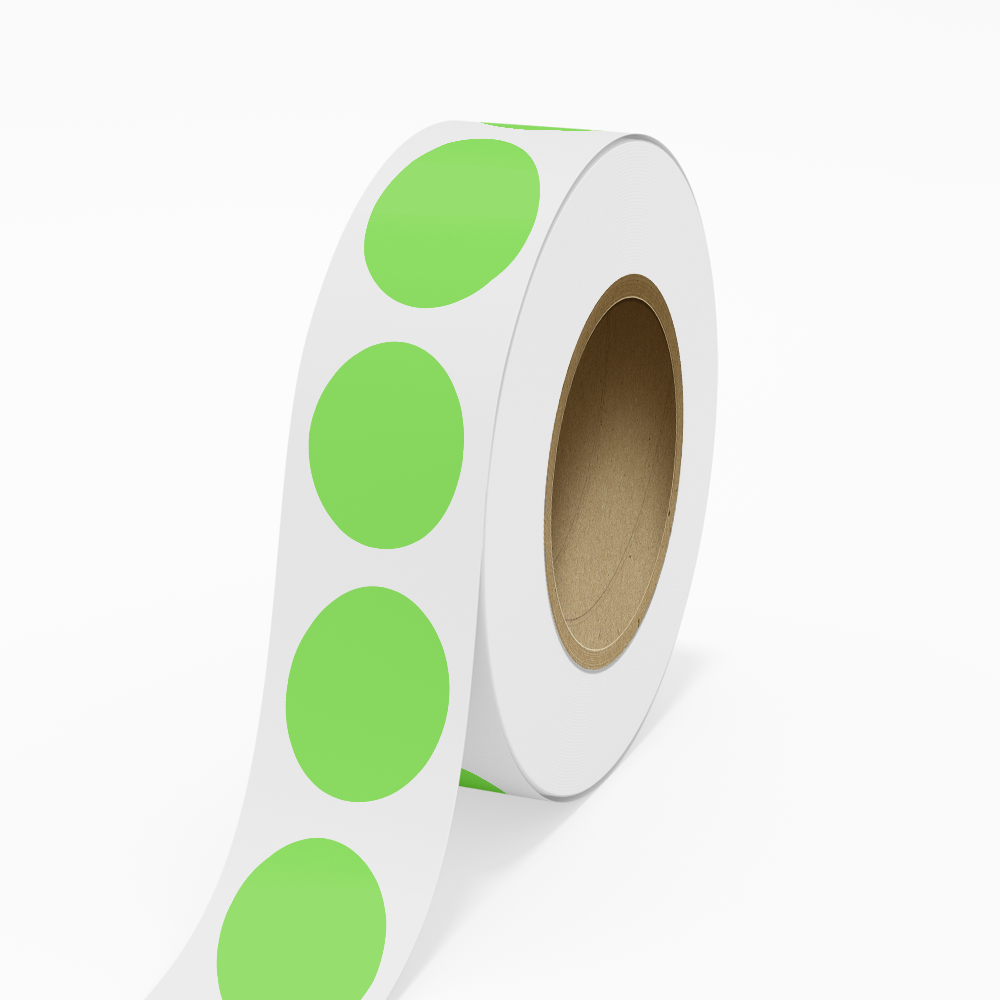 Neon Green 2 x 3 Inch Roll of Oval Labels - Bright Adhesive