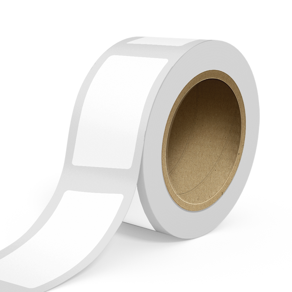 White 2 x 4 Inch Roll of Rectangle Outdoor Labels - Weather Resistant with Easy Peel