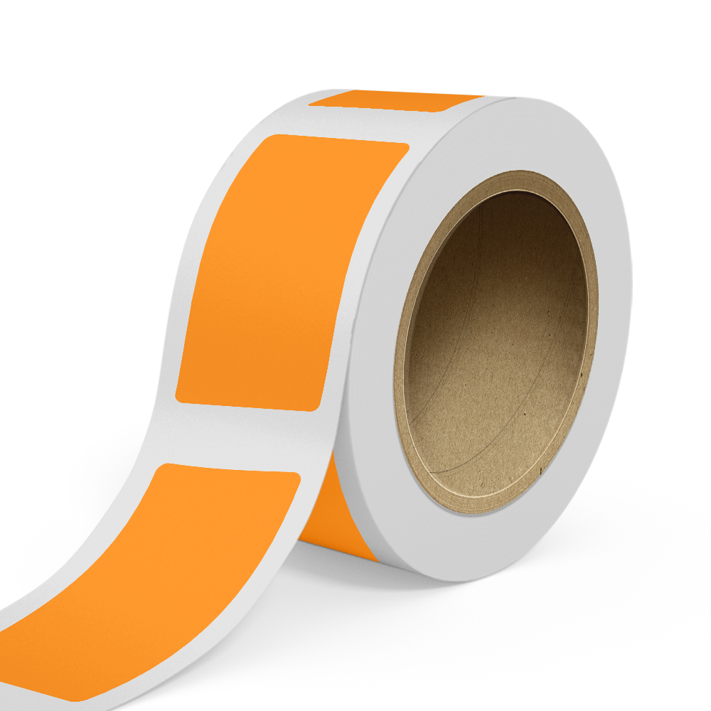 Neon Orange 2 x 4 Inch Roll of Rectangle Labels - Bright Adhesive