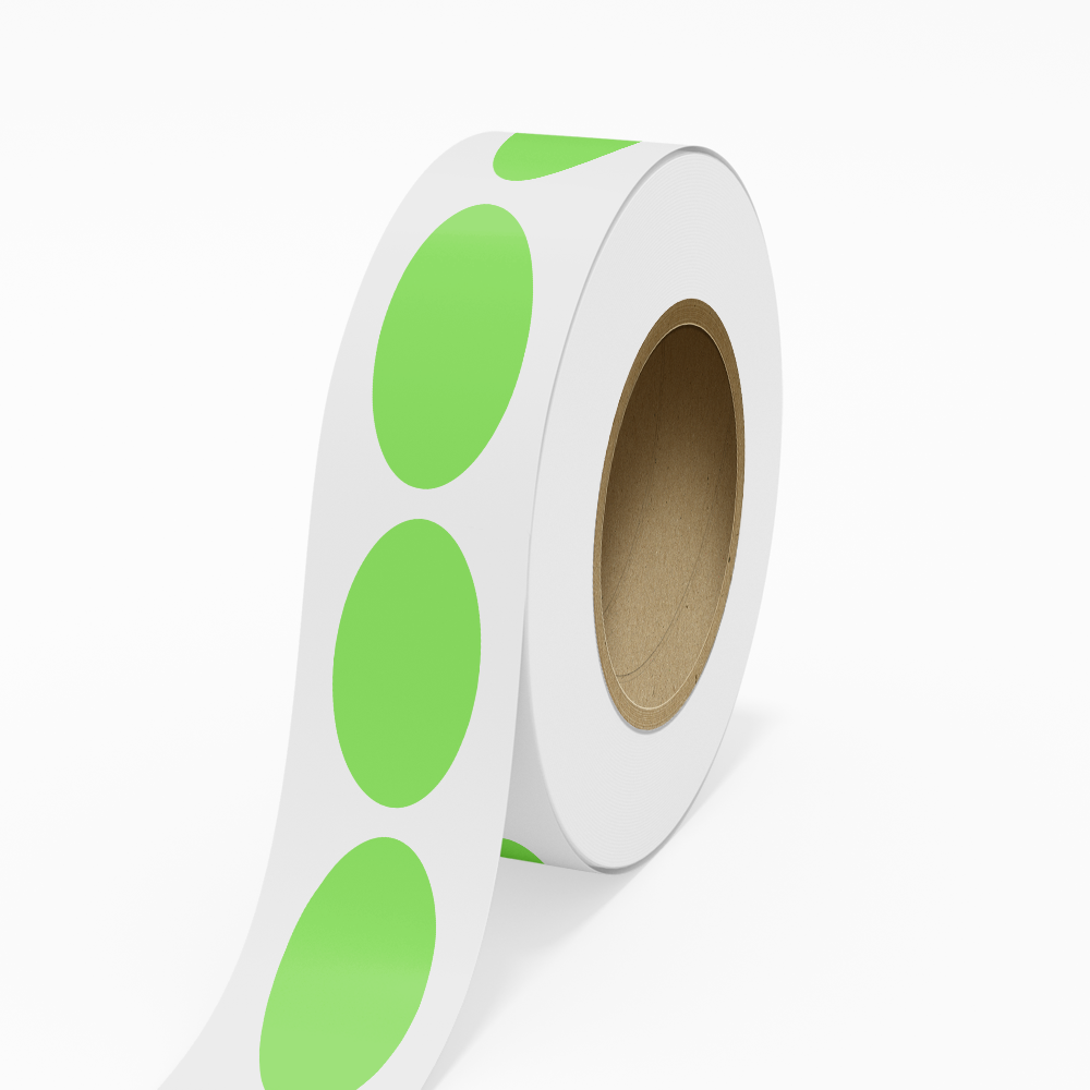 Neon Green 2 x 4 Inch Roll of Oval Labels - Bright Adhesive
