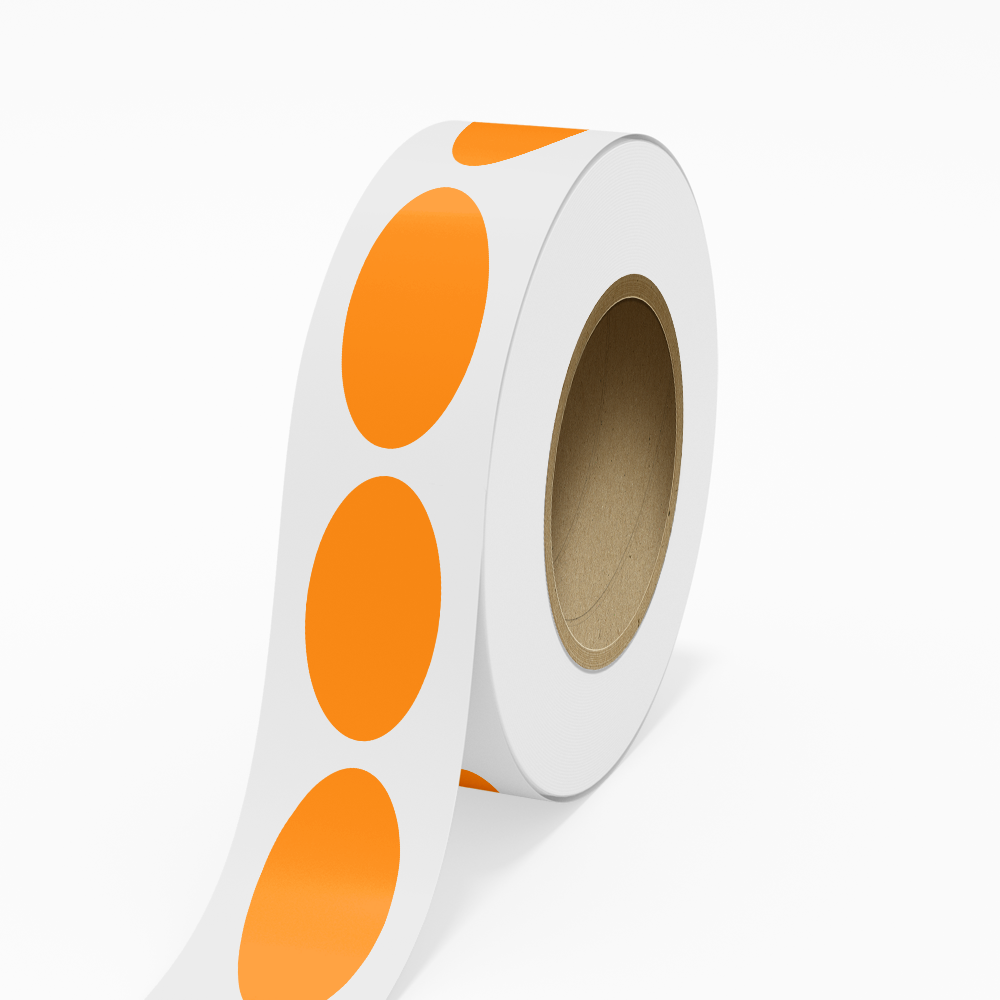 Neon Orange 2 x 4 Inch Roll of Oval Labels - Bright Adhesive