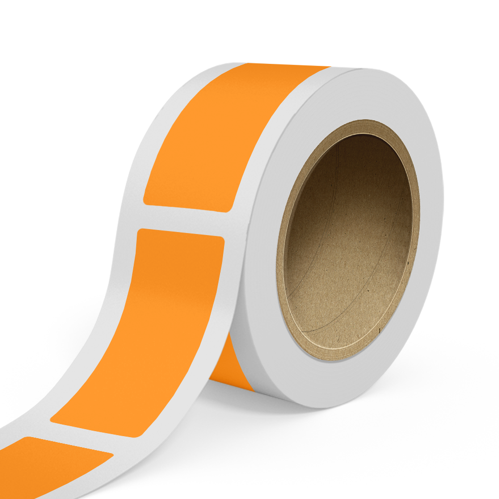 Neon Orange 2 x 5 Inch Roll of Rectangle Labels - Bright Adhesive