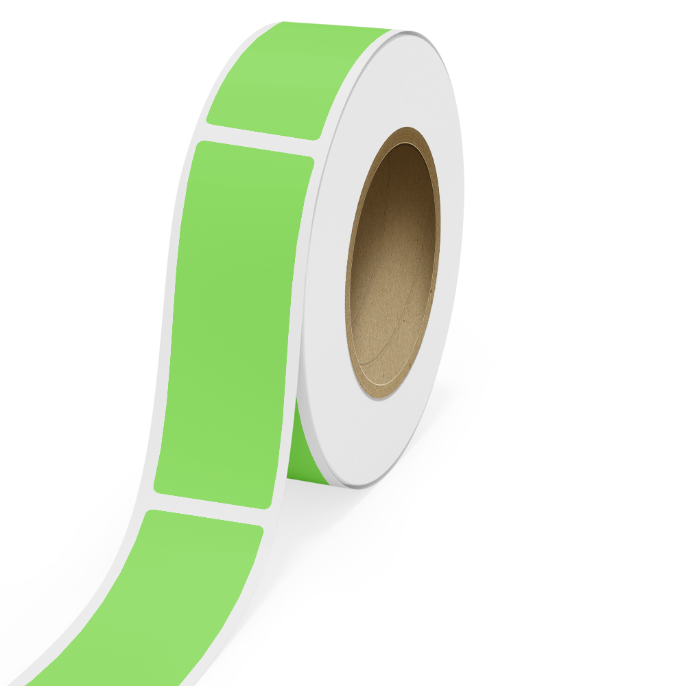 Neon Green 2 x 6 Inch Roll of Rectangle Labels - Bright Adhesive