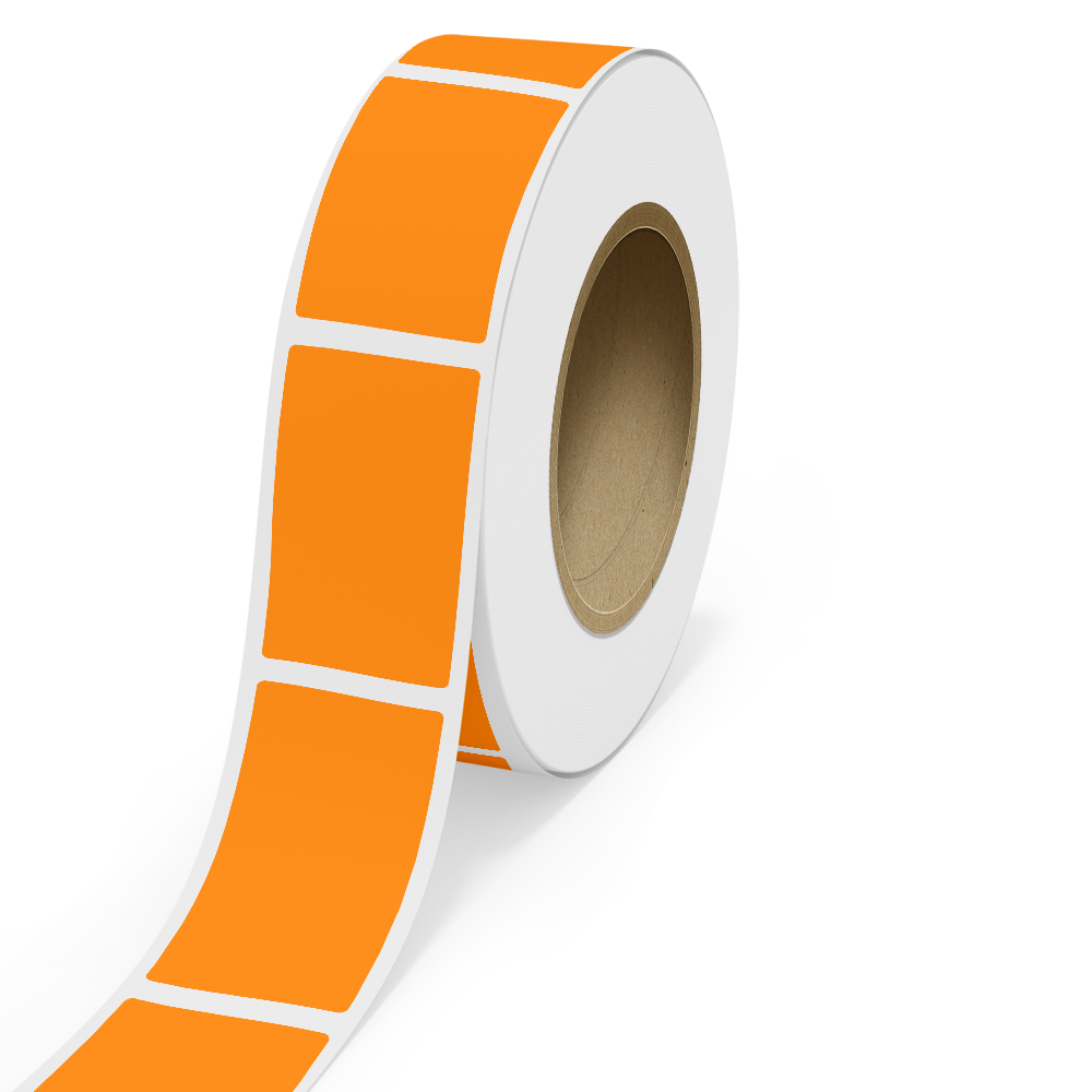 Neon Orange 3 3/8 x 6 Inch Roll of Rectangle Labels - Bright Adhesive