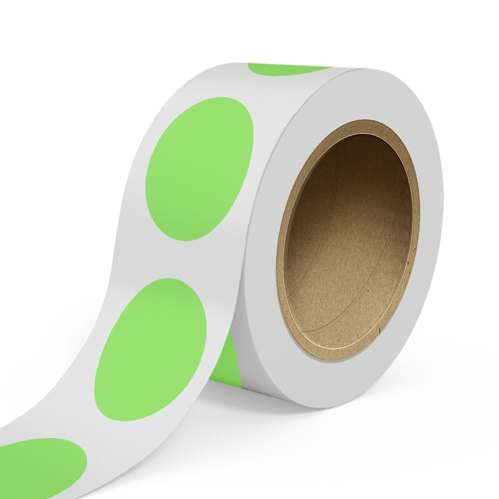 Neon Green 3 x 4 Inch Roll of Oval Labels - Bright Adhesive