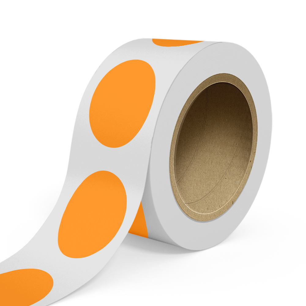 Neon Orange 3 x 4 Inch Roll of Oval Labels - Bright Adhesive