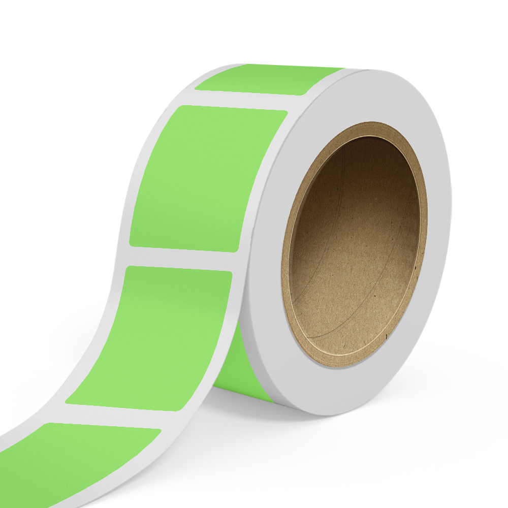 Neon Green 3 x 4 Inch Roll of Rectangle Labels - Bright Adhesive